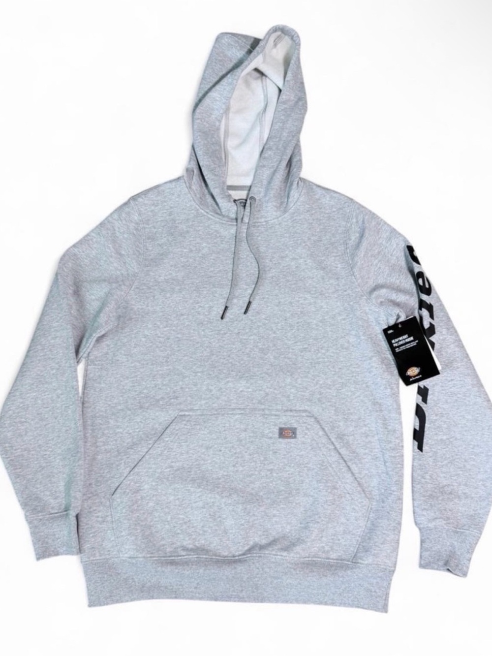 NWT Dickies Women’s Size S & Size L Light Gray Pullover Hoodie with Sleeve Logo